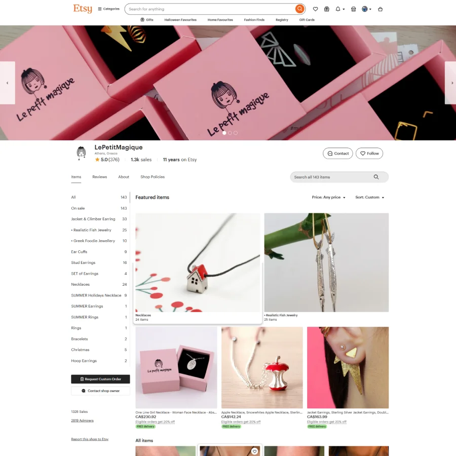 εταιρεία δημιουργίας καταστήματος Etsy