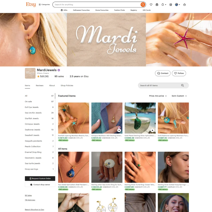 υπηρεσίες σχεδιασμού καταστήματος Etsy